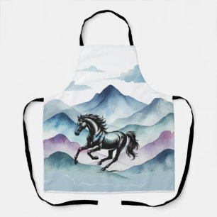 Majestic Horse & Watercolor Mountain Apron
