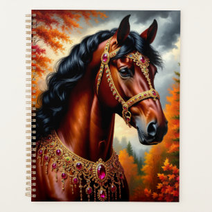 Majestic Horse with Ornate Gold Harness Planner