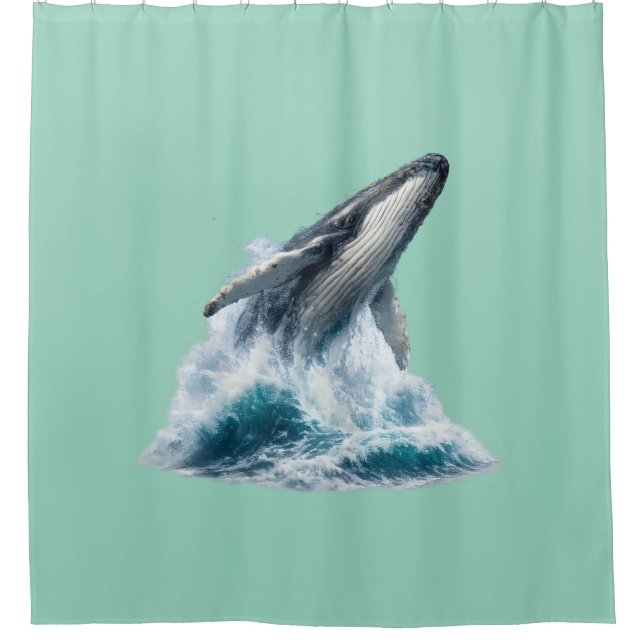​Majestic Humpback Whale Breaching Ocean Waves  (Front)