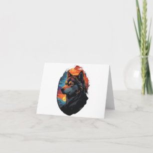 Majestic Husky Against a Sunset Sky Serenity View Thank You Card