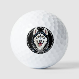 Majestic Husky Dog with Bold Colours Golf Balls