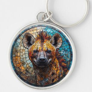 Majestic Hyena Stained Glass Mosaic Art Keychain