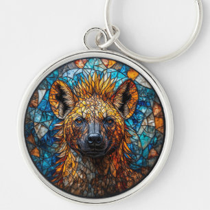 Majestic Hyena Stained Glass Mosaic Art Keychain