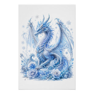 Majestic Ice Dragon  Poster