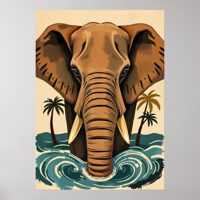 Majestic Island Elephant – Tropical Tusked Giant Poster (Front)