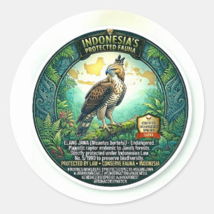 Majestic Javan Hawk-Eagle Art - Rare Indonesian Wi Classic Round Sticker