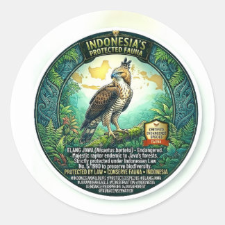 Majestic Javan Hawk-Eagle Art - Rare Indonesian Wi Classic Round Sticker