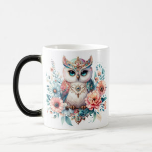 Majestic Jewel Owl with Floral Accents Magic Mug