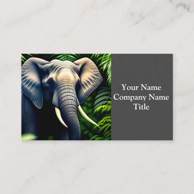 Majestic Jungle Elephant - Wild And Free Business Card (Front)