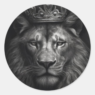 Majestic King Crown Lion Classic Round Sticker