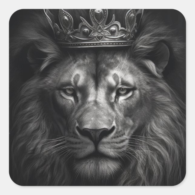 Majestic King Crown Lion Square Sticker (Front)