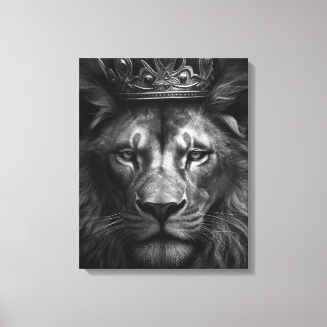 Majestic King Crown Lion Stretched Canvas Print (Front)