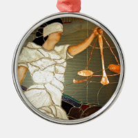 Majestic Lady Justice in Stained Glass Design
