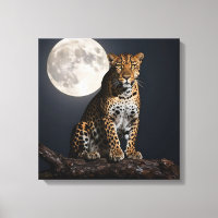 Majestic Leopard and Full Moon