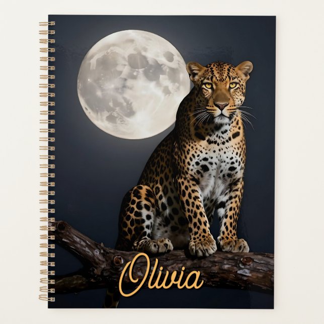 Majestic Leopard and Full Moon Personalized (Devant)