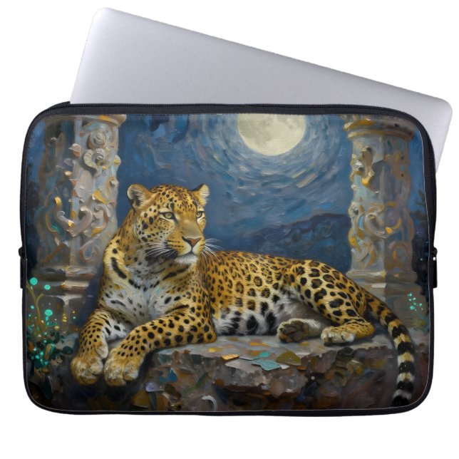 Majestic Leopard on Cliff Ledge   Laptop Sleeve (Front)