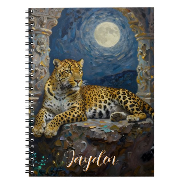 Majestic Leopard on Cliff Ledge Personalized Notebook (Front)