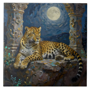 Majestic Leopard on Cliff Ledge  Tile