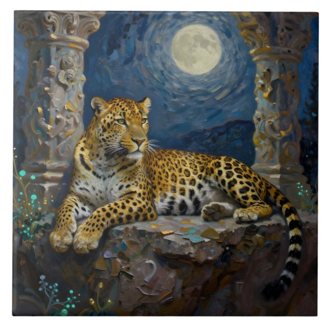 Majestic Leopard on Cliff Ledge  Tile (Front)