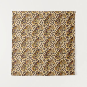 Majestic Leopard Portrait Animal Print Pattern Tapestry