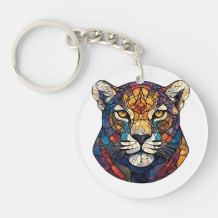 Majestic Leopard's Face Keychain
