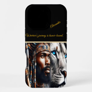 Majestic lion and warrior at dawn iPhone 16 pro max case