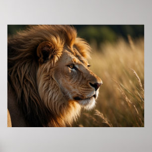 Majestic Lion Background Poster