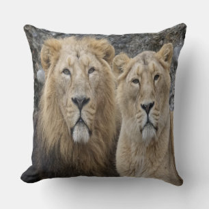 Majestic Lion Couple Throw Pillow