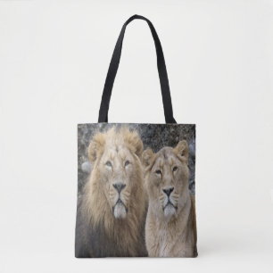 Majestic Lion Couple Tote Bag
