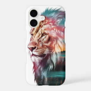Majestic Lion Double Exposure with Nature Vibrant