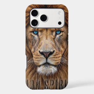 Majestic Lion Face with Blue Eyes Wildlife Anima