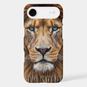Majestic Lion Face with Blue Eyes Wildlife Anima