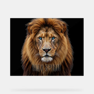 Majestic Lion Face with Blue Eyes Wildlife Anima Acrylic Sign
