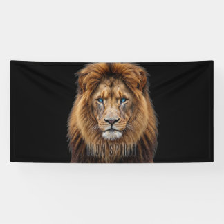 Majestic Lion Face with Blue Eyes | Wildlife Anima Banner