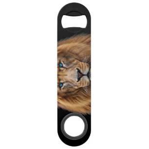 Majestic Lion Face with Blue Eyes   Wildlife Anima Bar Key
