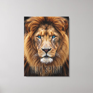 Majestic Lion Face with Blue Eyes | Wildlife Anima Canvas Print