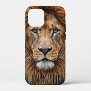 Majestic Lion Face with Blue Eyes   Wildlife Anima iPhone 12 Mini Case
