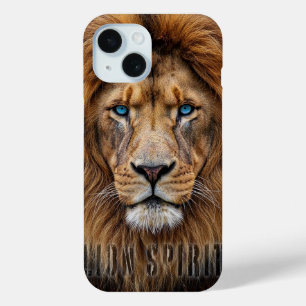 Majestic Lion Face with Blue Eyes   Wildlife Anima iPhone 15 Case