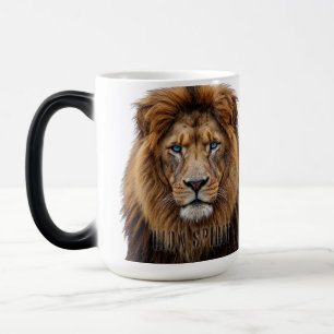 Majestic Lion Face with Blue Eyes Wildlife Anima Magic Mug