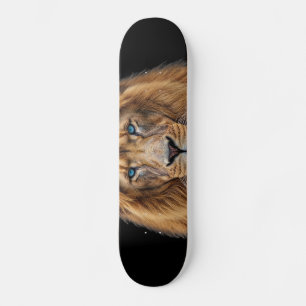 Majestic Lion Face with Blue Eyes Wildlife Anima Skateboard
