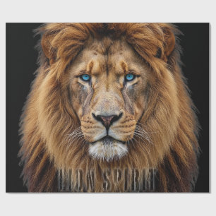 Majestic Lion Face with Blue Eyes Wildlife Anima Wrapping Paper