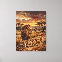 Majestic Lion Family – Golden Savannah Art