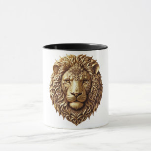 Majestic Lion Head Tribal Ornament Art Coffee Mug