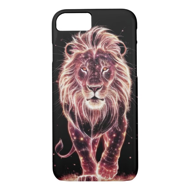 Majestic Lion in Glowing Wireframe Art Case-Mate iPhone Case (Back)