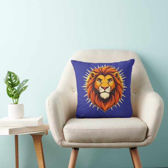 Majestic Lion – King of Power and Authority Throw Pillow (Chair)