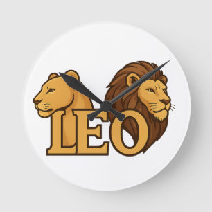 Majestic Lion & Lioness Fusion – Bold Wildlife Round Clock