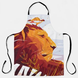 Majestic lion on safari King of beasts lying and g Apron