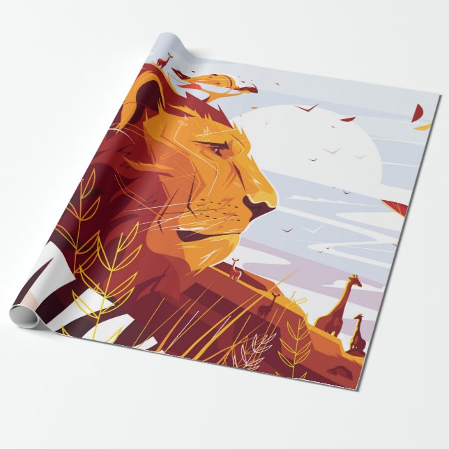 Majestic lion on safari King of beasts lying and g Wrapping Paper (Unrolled)
