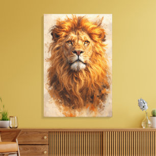 Majestic Lion Portrait – Golden Power Canvas Print