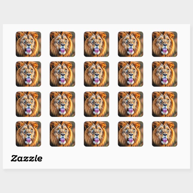 Majestic Lion Portrait Square Sticker (Sheet)